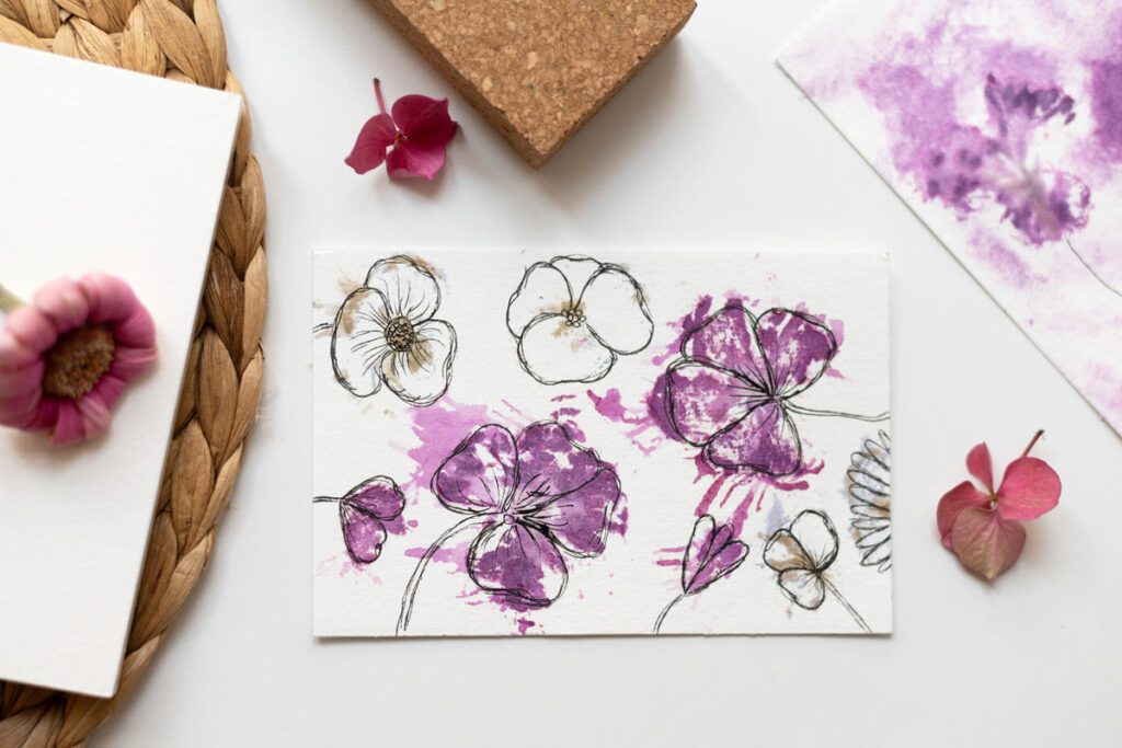 Grußkarte mit Blumendruck & Illustration | Ocker Studio
