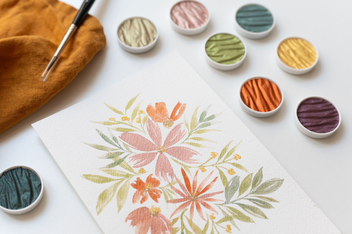 Loose Watercolor Florals Perlglanzfarben | Ocker Studio