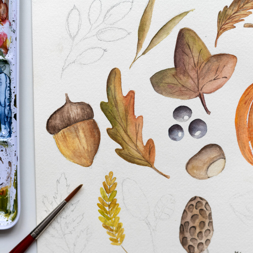 Herbstblätter malen: Aqaurell-Workshop | Ocker Studio