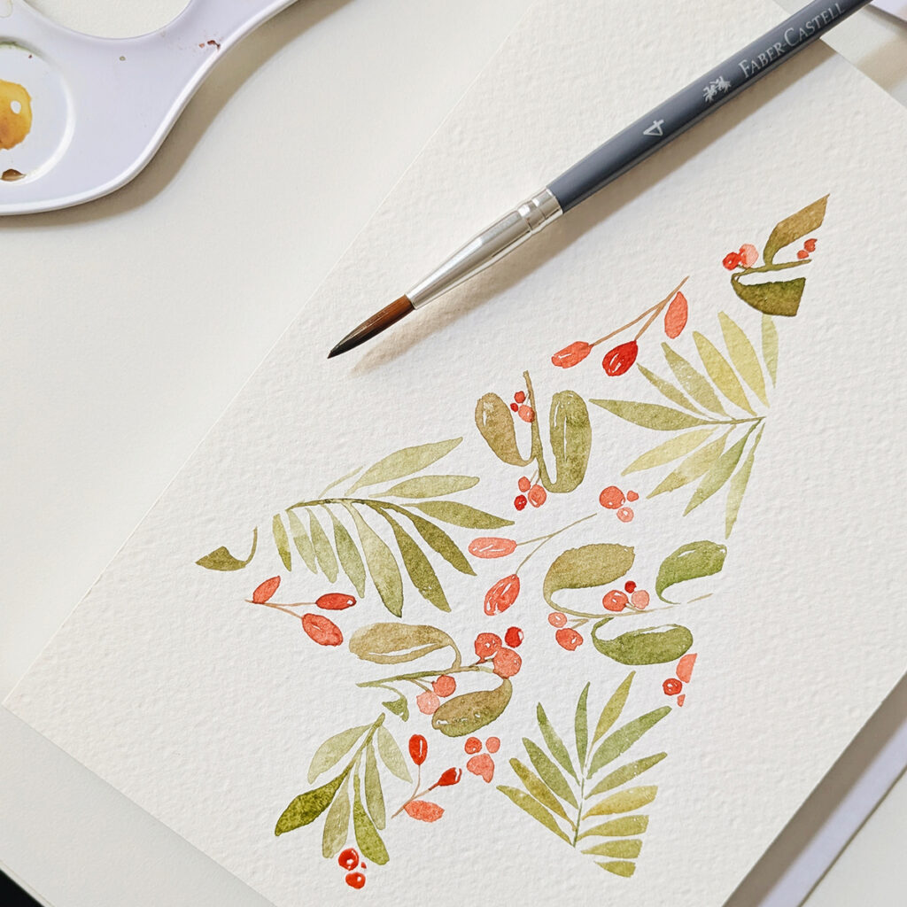 Aquarell-Weihnachtskarten selber machen | Ocker Studio